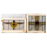 TWO FRENCH ART NOUVEAU STAINED GLASS PANELS