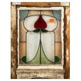 FRENCH ART NOUVEAU STAINED GLASS PANEL