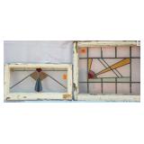 TWO FRENCH ART DECO STAINED GLASS PANELS