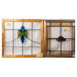 TWO FRENCH ART NOUVEAU STAINED GLASS PANELS