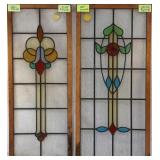 PAIR OF CONTINENTAL STAINED GLASS PANELS