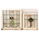 TWO CONTINENTAL STAINED GLASS PANELS