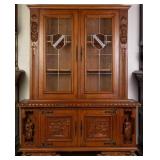 FRENCH FIGURAL OAK VITRINE