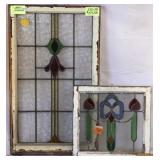 TWO IRISH STAINED GLASS PANELS