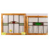 TWO ENGLISH ART DECO STAINED GLASS PANELS