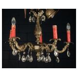 FRENCH 5-LIGHT WHITE METAL CRYSTAL CHANDELIER