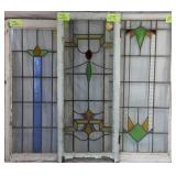 THREE CONTINENTAL ART DECO STAINED GLASS PANELS