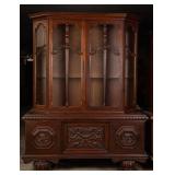 FRENCH CARVED OAK VITRINE