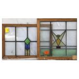 TWO ENGLISH ART DECO STAINED GLASS PANELS