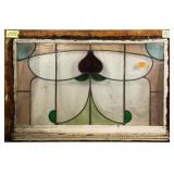 FRENCH ART NOUVEAU STAINED GLASS PANEL