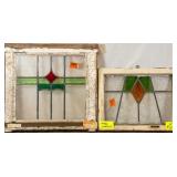 TWO CONTINENTAL STAINED GLASS PANELS
