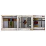 THREE CONTINENTAL STAINED GLASS PANELS