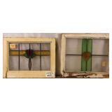 TWO ANTIQUE CONTINENTAL STAINED GLASS PANELS