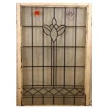 ANTIQUE CONTINENTAL LEADED GLASS PANEL