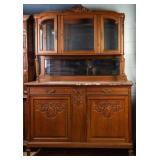FRENCH MARBLE TOP VITRINE BUFFET