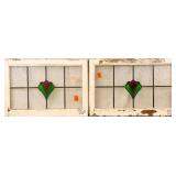 TWO FRENCH ART NOUVEAU STAINED GLASS PANELS