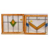 TWO FRENCH ART DECO STAINED GLASS PANELS