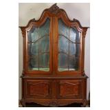 FRENCH CARVED OAK VITRINE CABINET