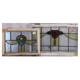 TWO CONTINENTAL STAINED GLASS PANELS