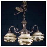 FRENCH ART DECO 3-LIGHT CHANDELIER