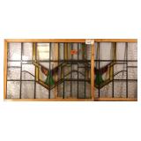 TWO ANTIQUE ART DECO STAINED GLASS PANELS