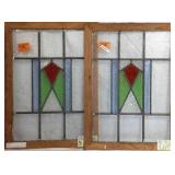 PAIR OF IRISH ART DECO STAINED GLASS PANELS