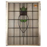 CONTINENTAL ART NOUVEAU STAINED GLASS PANEL