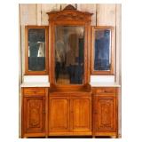 FRENCH OAK PARQUETRY TRIPLE VANITY