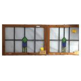 PAIR OF IRISH ART DECO STAINED GLASS PANELS