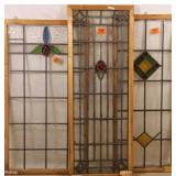 THREE ANTIQUE CONTINENTAL STAINED GLASS PANELS