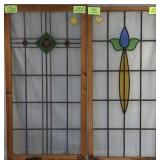 TWO CONTINENTAL STAINED GLASS PANELS