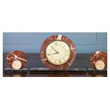 ART DECO MARBLE CLOCK SET