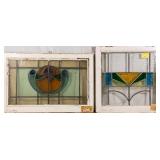TWO FRENCH STAINED GLASS PANELS