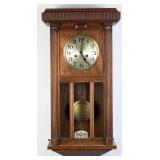 ENGLISH ART DECO OAK WALL CLOCK