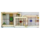 THREE FRENCH STAINED GLASS PANELS