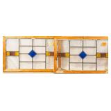 PAIR OF ENGLISH ART DECO STAINED GLASS PANELS