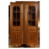 20TH C. FRENCH ART DECO CARVED OAK VITRINE