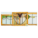 THREE CONTINENTAL STAINED GLASS PANELS