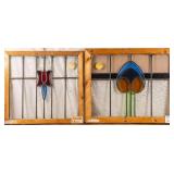 TWO CONTINENTAL ART NOUVEAU STAINED GLASS PANELS