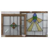 TWO ENGLISH ART DECO STAINED GLASS PANELS