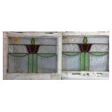 PAIR OF ENGLISH STAINED GLASS PANELS