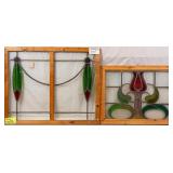 TWO CONTINENTAL STAINED GLASS PANELS