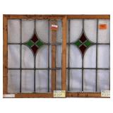 PAIR OF CONTINENTAL STAINED GLASS PANELS