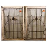 PAIR OF ENGLISH ART DECO STAINED GLASS PANELS