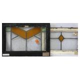 TWO CONTINENTAL ART DECO STAINED GLASS PANELS