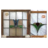 TWO ENGLISH STAINED GLASS PANELS