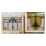 TWO CONTINENTAL STAINED GLASS PANELS