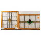 TWO ENGLISH ART DECO STAINED GLASS PANELS