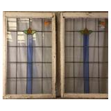 PAIR OF ANTIQUE CONTINENTAL STAINED GLASS PANELS