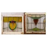 TWO CONTINENTAL STAINED GLASS PANELS